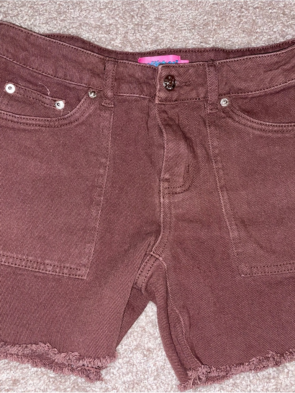 Edikted Maroon/Burgundy Women’s Jean Shorts